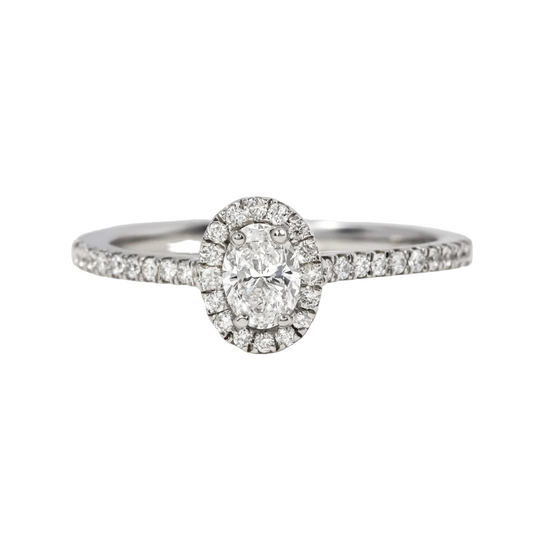 0.20 Carat Oval Diamond Halo Engagement Ring