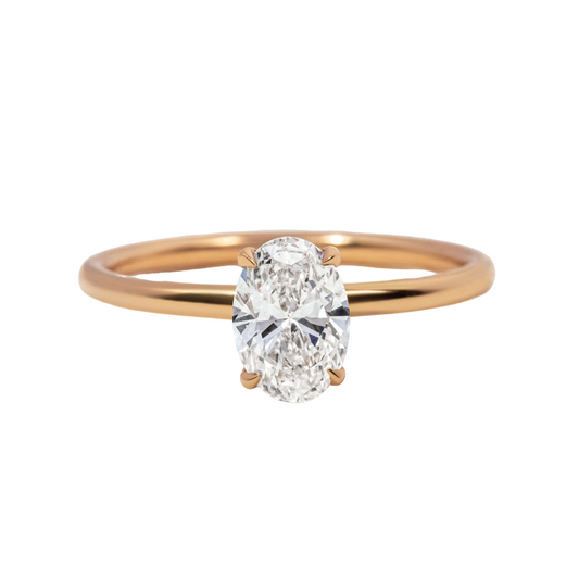 Oval Hidden Halo Rose Gold Lab Grown Engagement Ring- 0.79ct