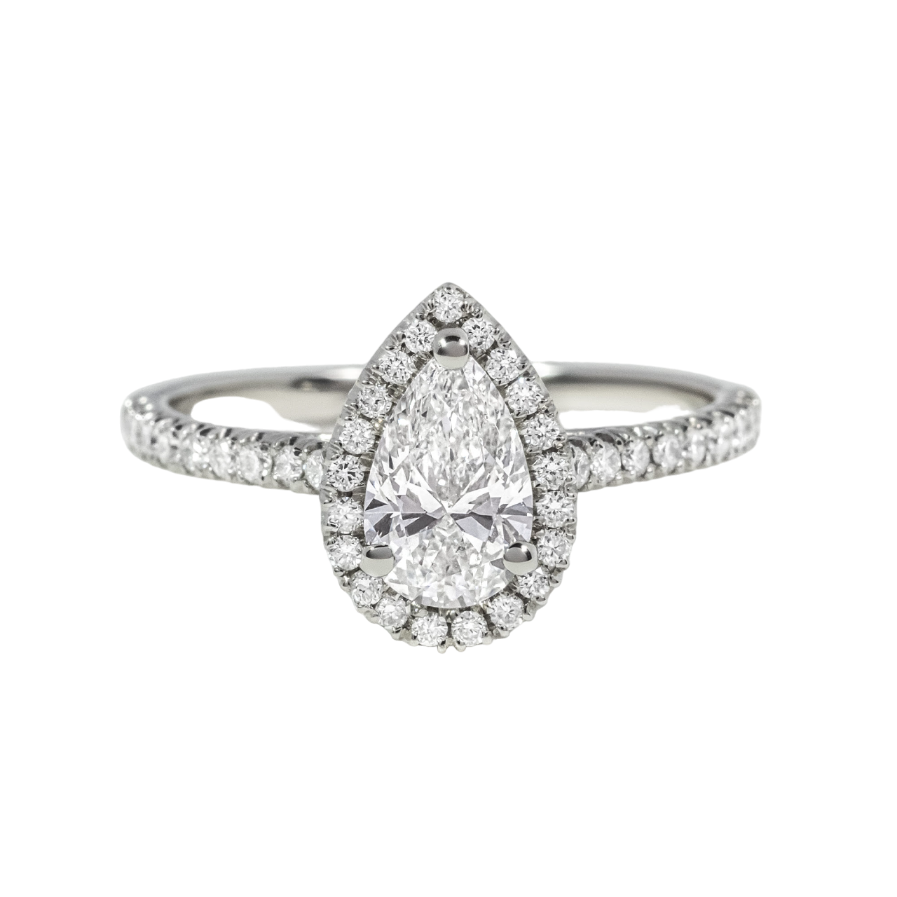 Pear Diamond Halo Lab Grown Engagement Ring 0.71ct