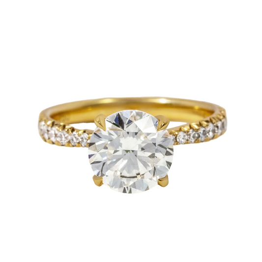 Round Diamond Band Gold Engagement Ring- 2.37ct