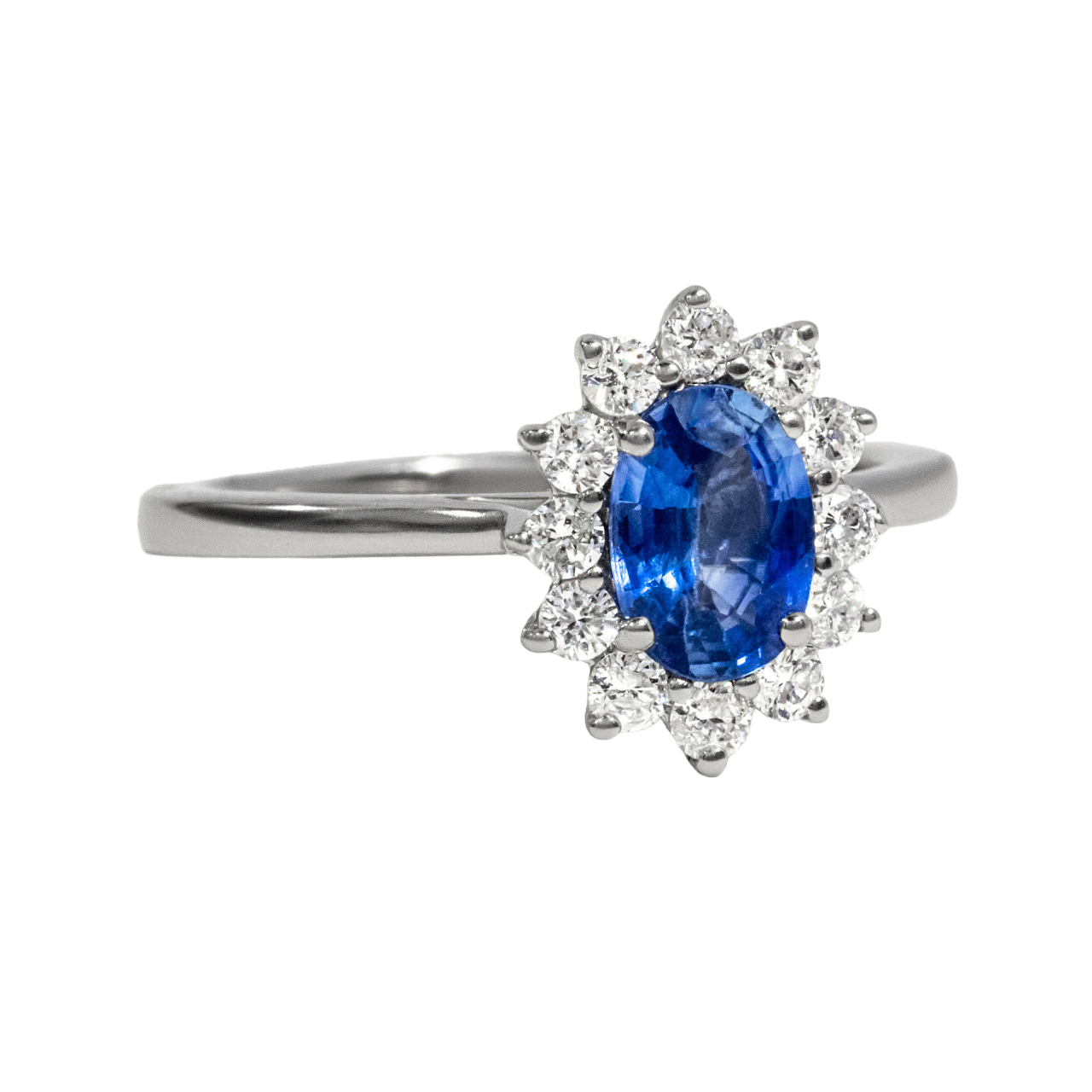 Light Blue Oval Sapphire Engagement Ring - 1.00ct