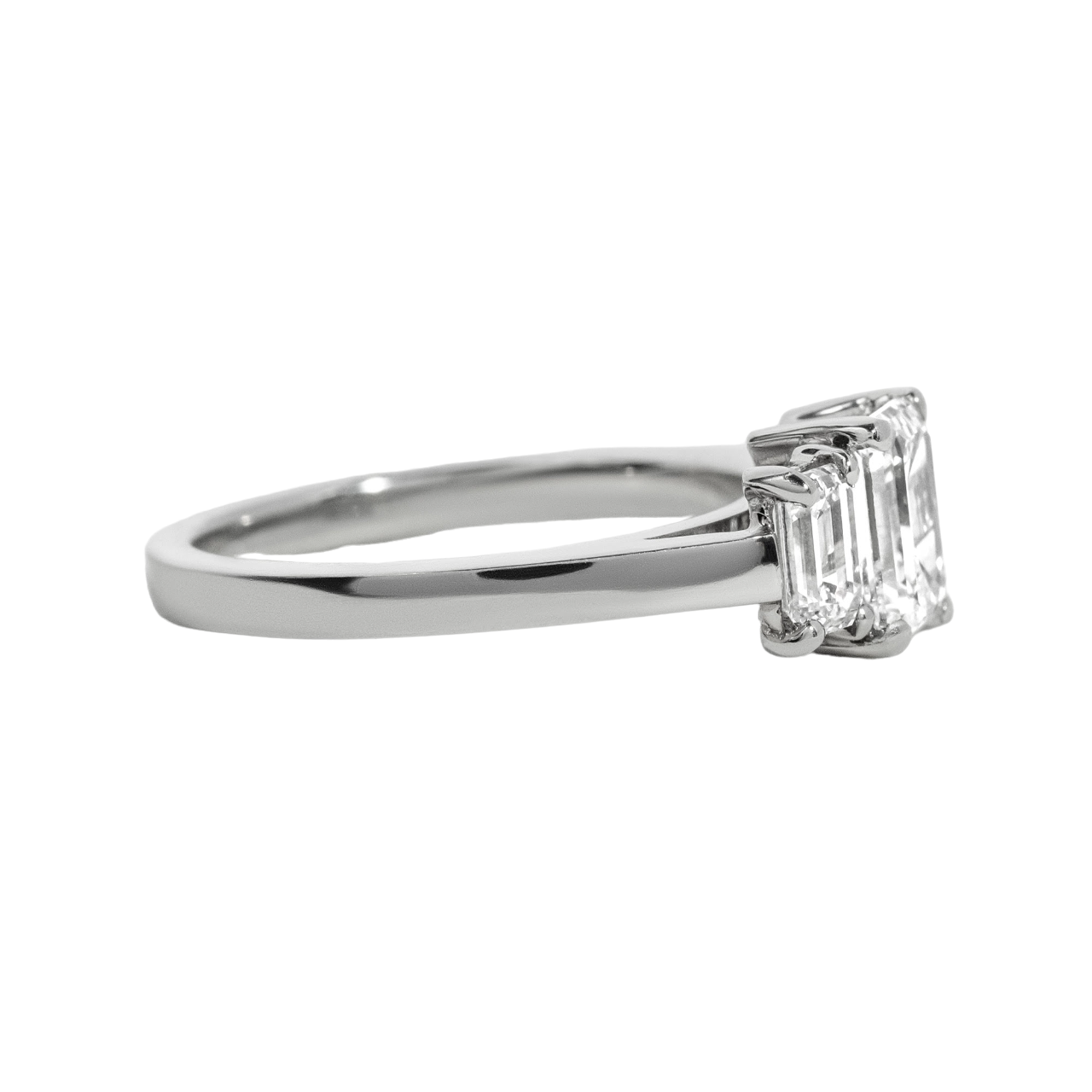 Emerald Lab Grown Diamond Trilogy Engagement Ring- 0.87ct