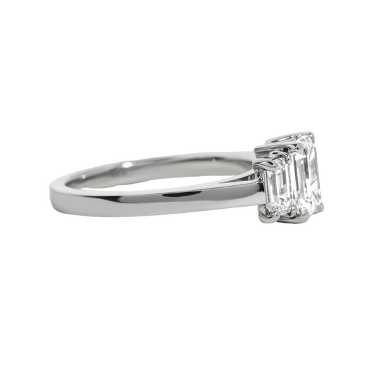 Emerald Lab Grown Diamond Trilogy Engagement Ring- 0.87ct