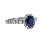 Oval Blue Sapphire Halo Engagement Ring - 1.70ct