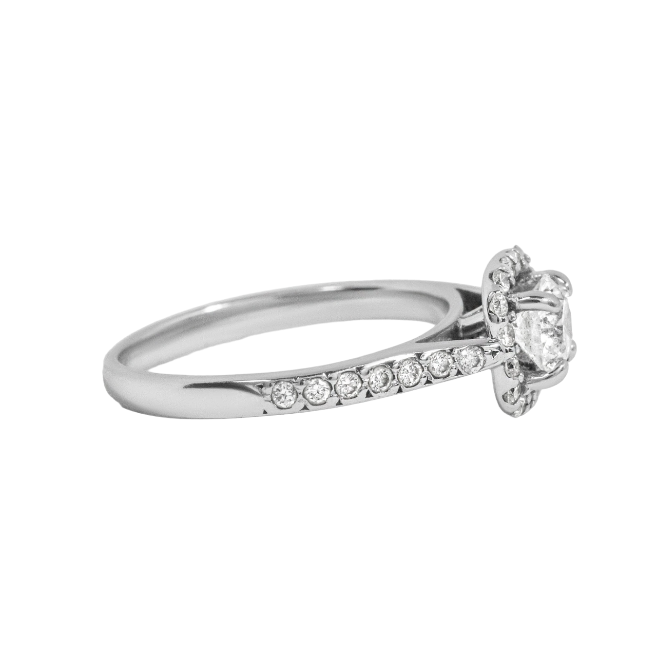 Round Halo White Gold Engagement Ring - 0.30ct