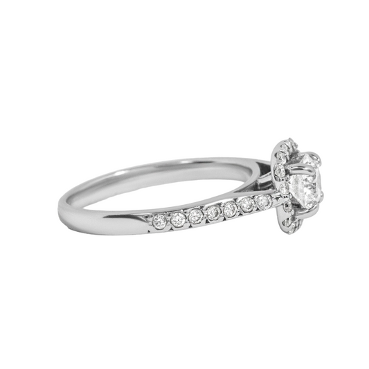 Round Halo White Gold Engagement Ring - 0.30ct