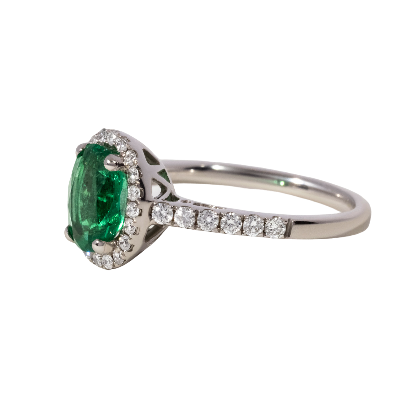 Oval Emerald Halo Engagement Ring 1.00ct
