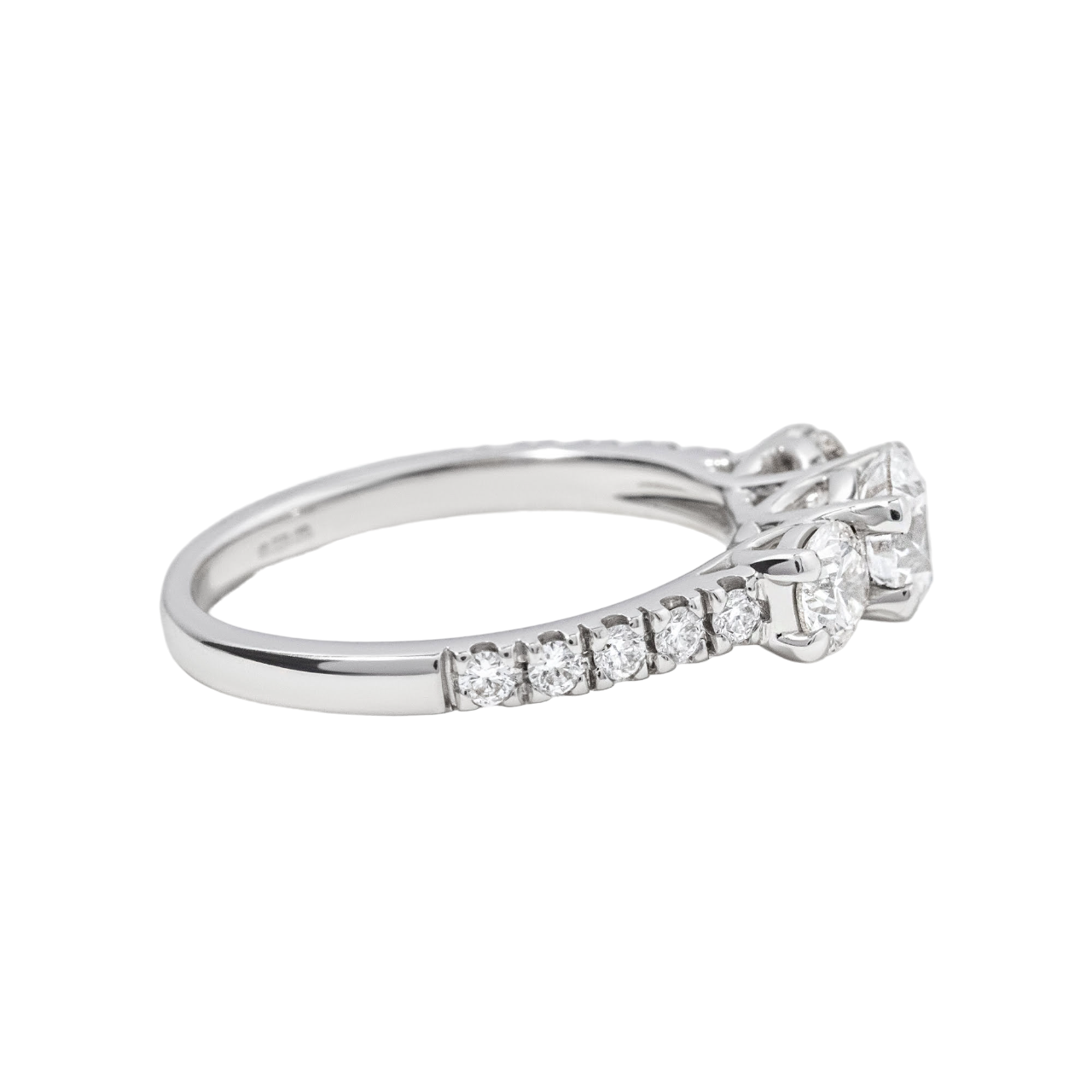 0.74 Carat Round Diamond Trilogy Engagement Ring