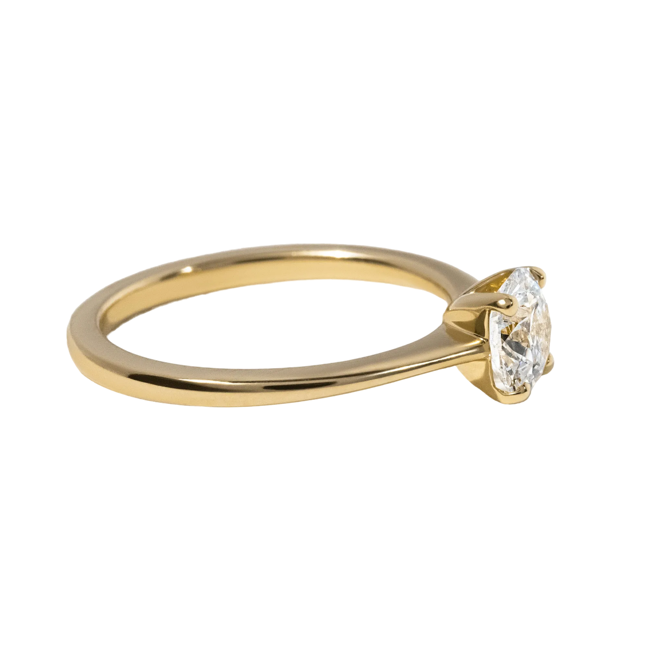 Yellow Gold Solitaire Engagement Ring Round Lab Diamond - 1.00ct
