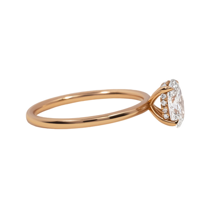 Oval Hidden Halo Rose Gold Lab Grown Engagement Ring- 0.79ct