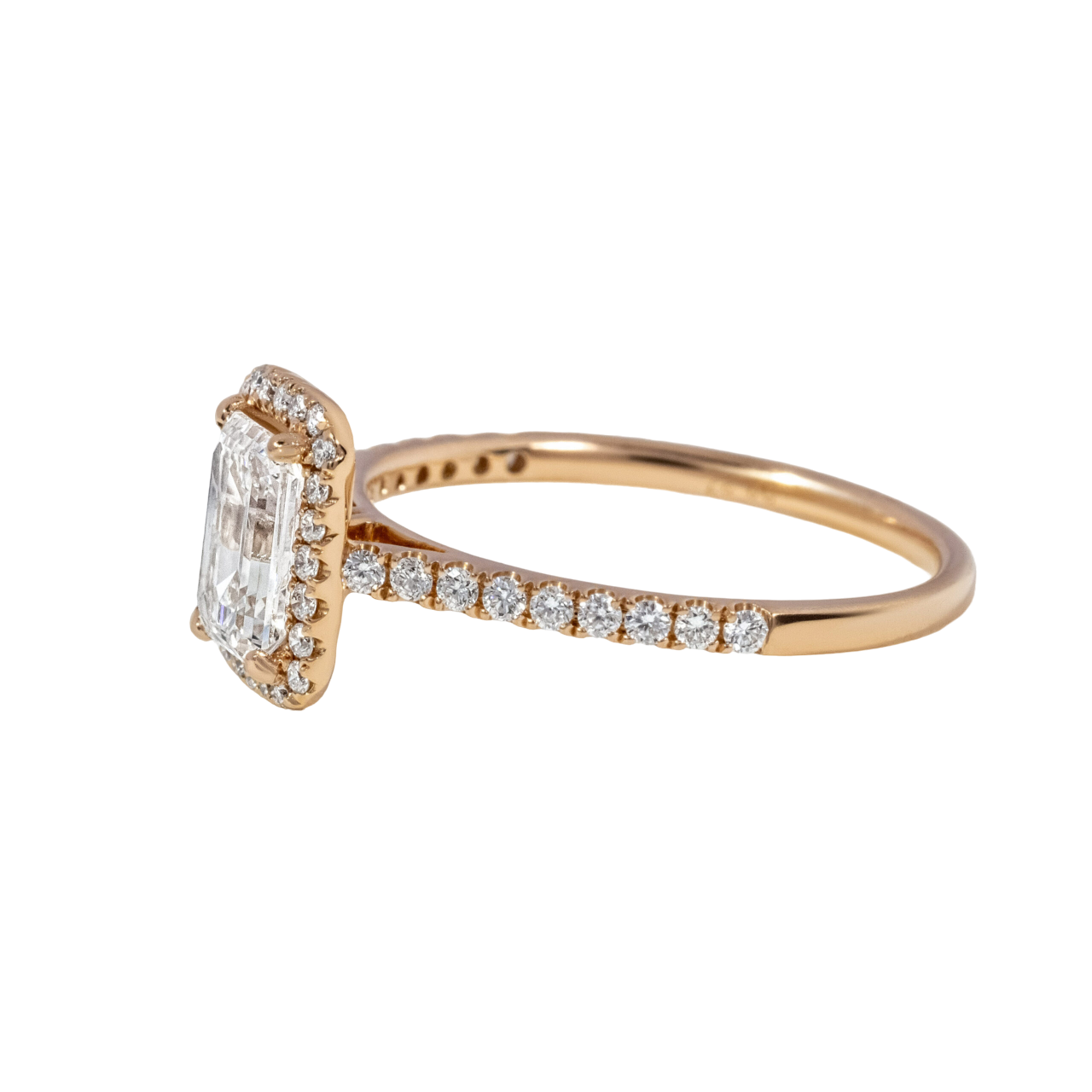 Rose Gold Emerald Halo Engagement Ring- 1.01ct