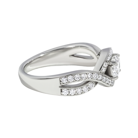 Cushion Entwined Halo Diamond Engagement Ring 0.51ct