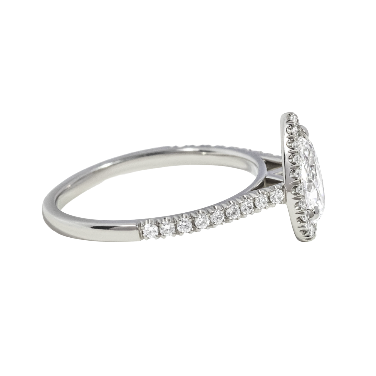 Pear Diamond Halo Lab Grown Engagement Ring 0.71ct