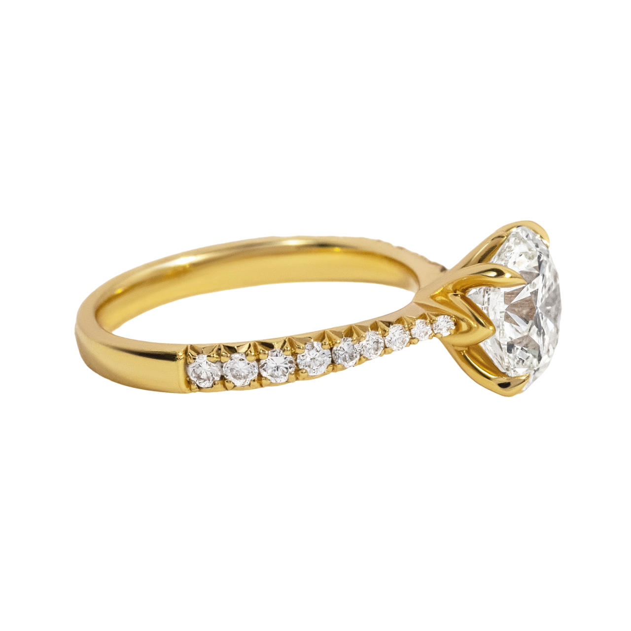 Round Diamond Band Gold Engagement Ring- 2.37ct