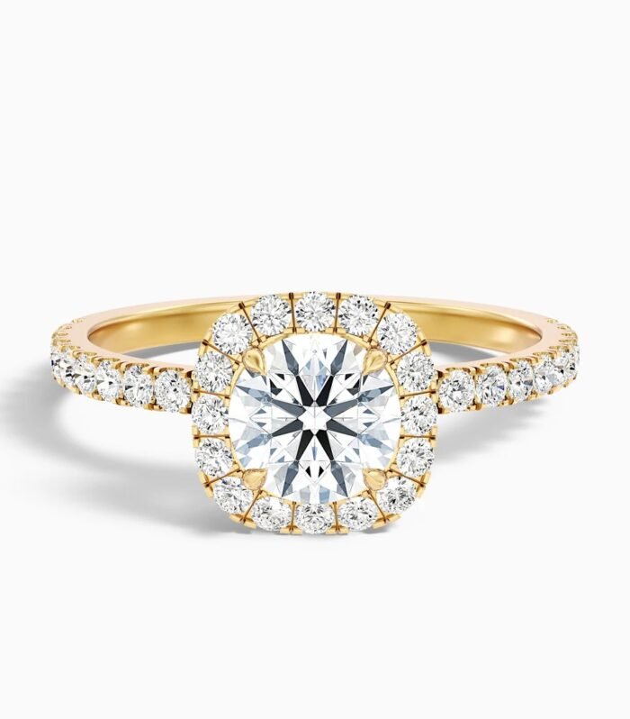 Adley 2 Carat Round Cut Halo Pave Lab Grown Diamond Ring in 10k Rose Gold