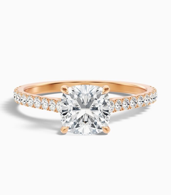 Aisha 2 Carat Cushion Cut Solitaire Moissanite Diamond Ring in 10k Rose Gold