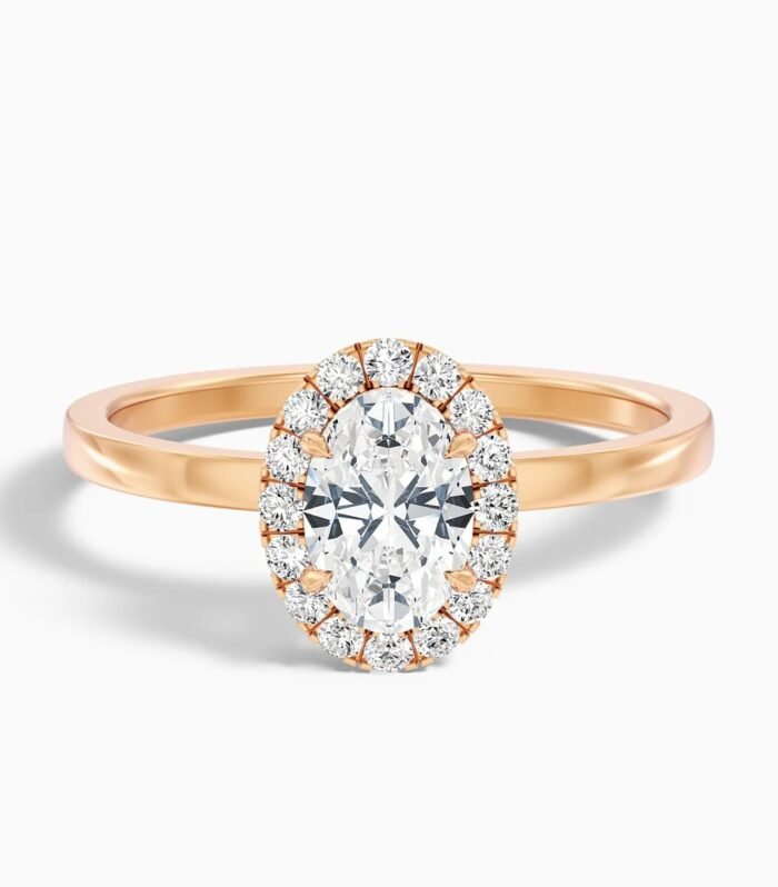 Aisha 2 Carat Oval Halo Lab Grown Diamond Ring in 10k Rose Gold