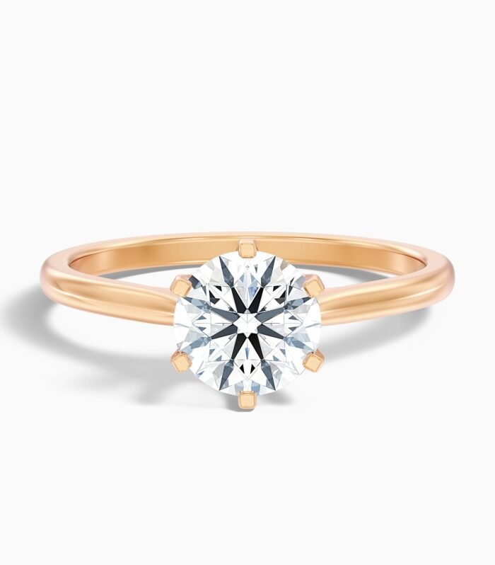 Alexa 2 Carat Round Side Stone Pave Moissanite Diamond Ring in 10k Rose Gold