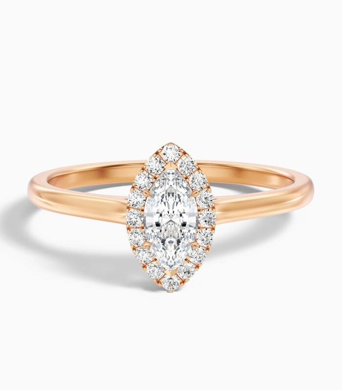 Alexa 2 Carat Marquise Halo Pave Lab Grown Diamond Ring in 10k Rose Gold