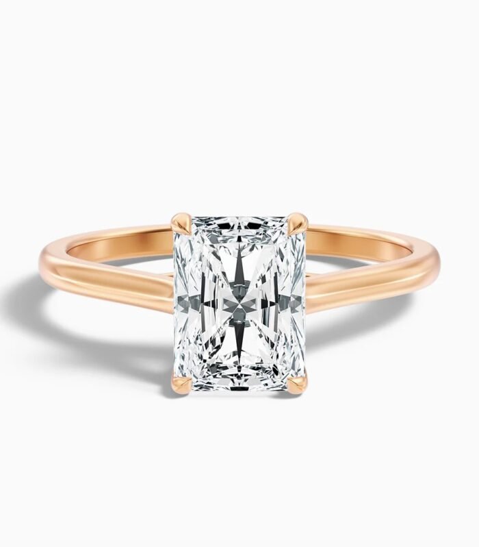 Alia 2 Carat Radiant Cut Solitaire Moissanite Engagement Ring in 10k Rose Gold